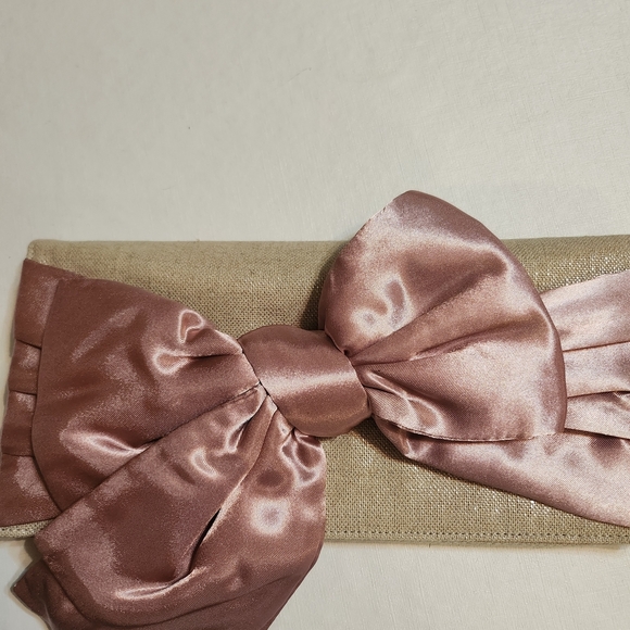 Chic Pink and Tan Wristlet with Satin Bow - Picture 7 of 8